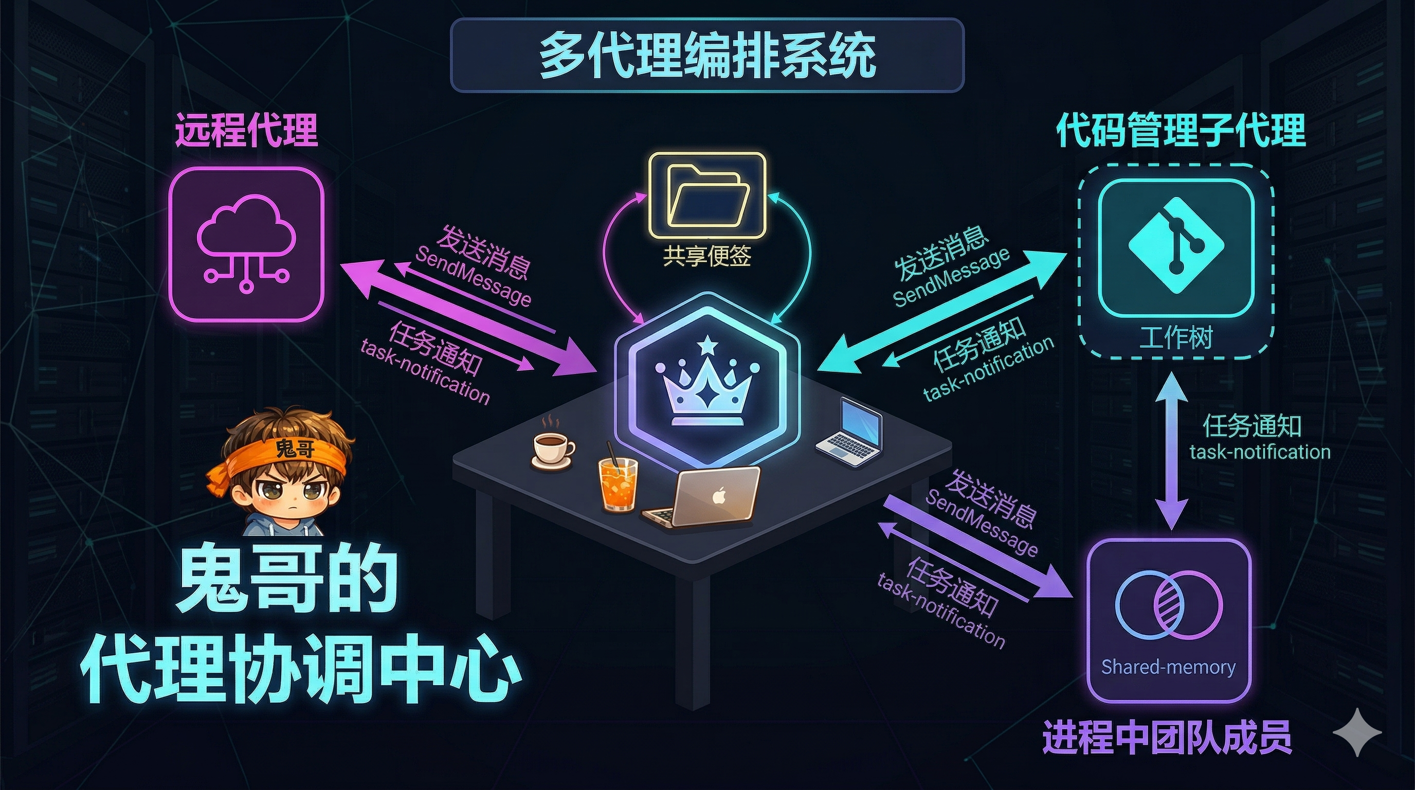 多 Agent 编排架构：Coordinator + 三种 Worker 模型
