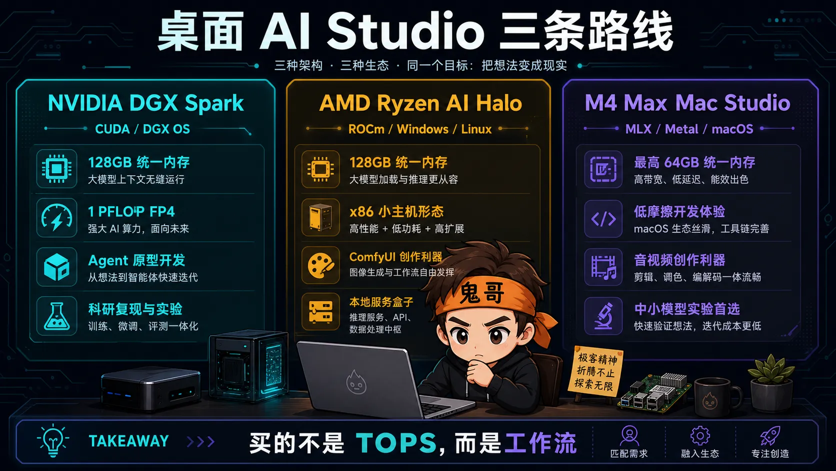 三条桌面 AI 路线:CUDA、ROCm、Apple Silicon