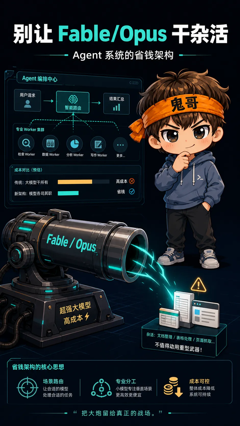 别让 Fable/Opus 干杂活：Agent 系统的省钱架构